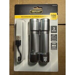 Defiant 500 Lumens LED Rechargeable Aluminum Flashlight